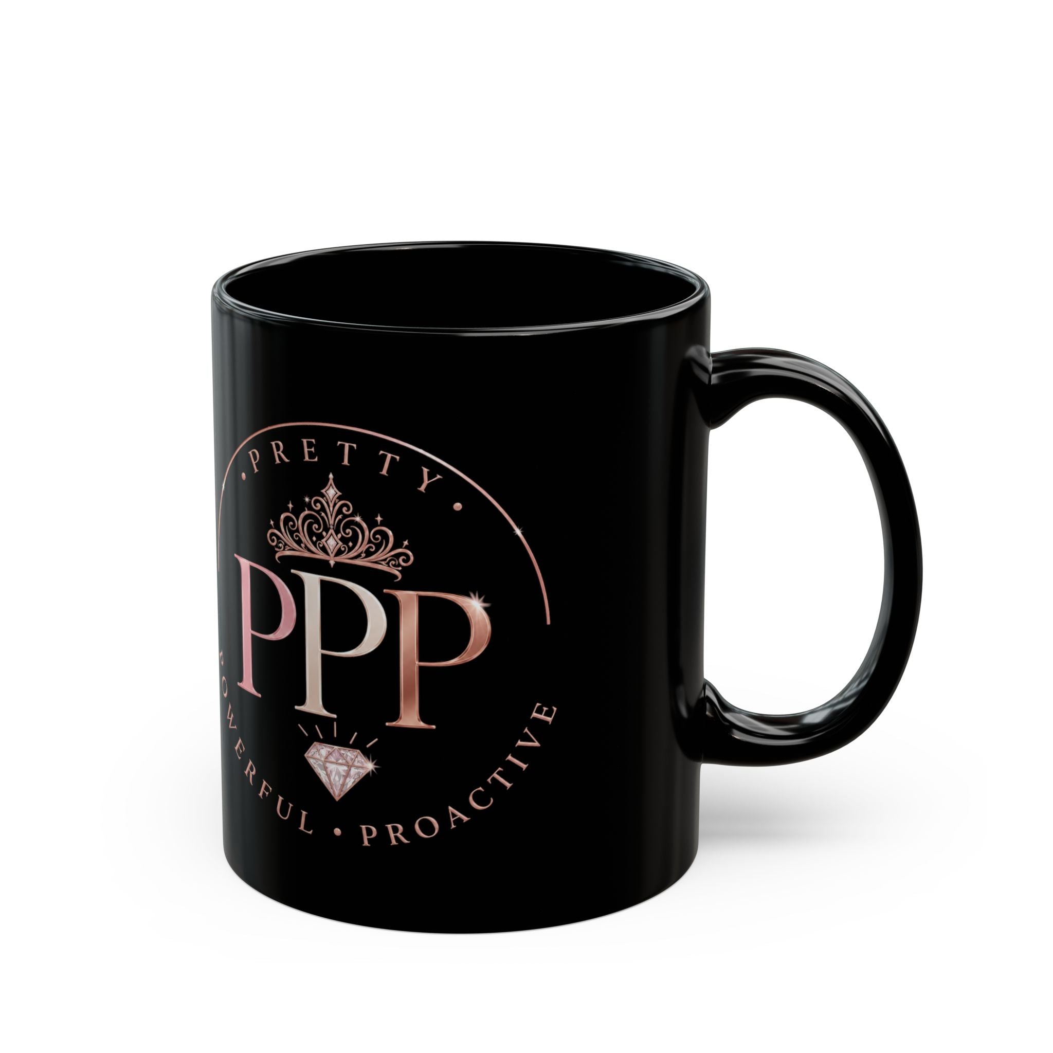 PPP monogram crown logo Black Mug | 11oz or 15oz ceramic