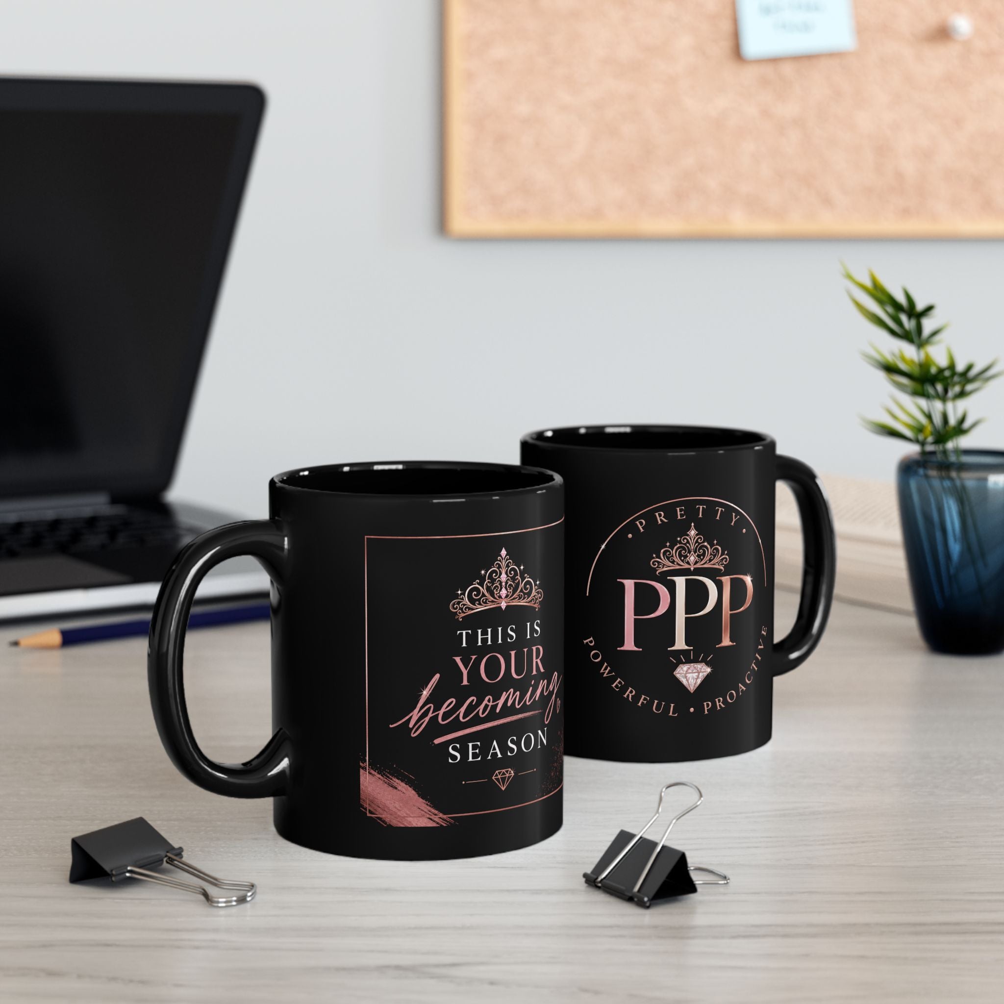 PPP monogram crown logo Black Mug | 11oz or 15oz ceramic