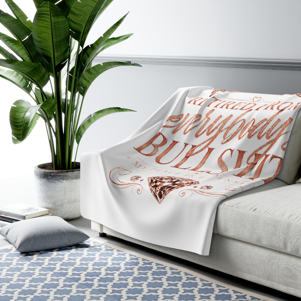 Retired From Everybody's Bullshit Sherpa Fleece Blanket | Funny Cozy Throw